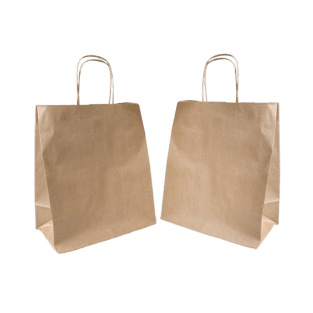 Пакет (бумажный) КРАФТ с кручеными ручками 240*140*280 (плоское дно) 250шт/кор