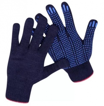 Перчатки х/б 10кл. 4-х нитка с ПВХ черные арт. Пх/б10-4чб.