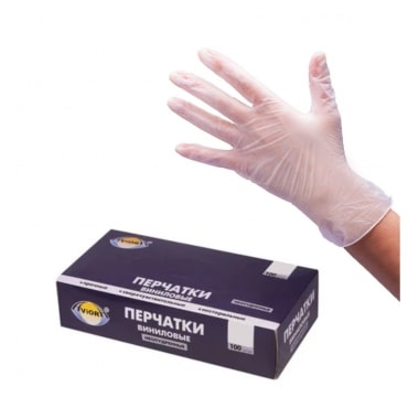 Перчатки виниловые, неопудренные, одноразовые, размер S, 100 шт. в упаковке, AVIORA