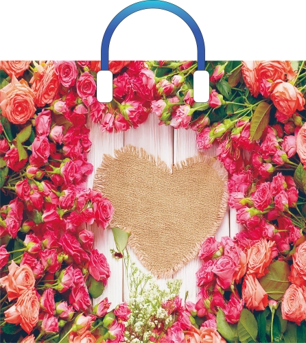 Пакет ПЭ с пластмассовыми ручками 38x34+3см (90) Кустовые розы Артпласт (х10/150)