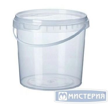 Ведро пищевое 1000мл d131хh120мм с ручкой крышка в компл прозр. ПП 16 шт/уп 144шт/кор (1502ВКП)