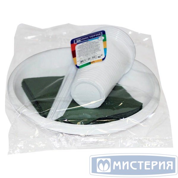 Набор однораз. посуды д/пикника [6 стак. 200 мл, ПП+6 тар. d205 мм, ПС+6 вил.+6 салф] 15уп/кор