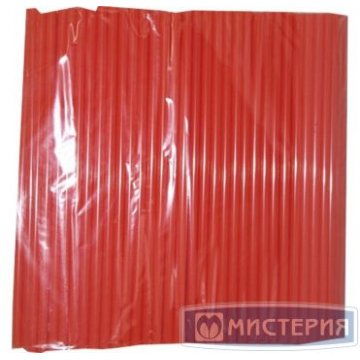 Трубочка пластиковая прямая d=8 L=240 красная 150 шт в пленке без печати со стикером