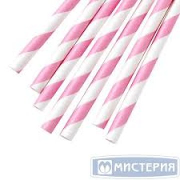 Трубочки бумажные Жвачка полоска цвет розовый, белый d=6мм L = 195мм 250 шт/уп 4 уп/кор