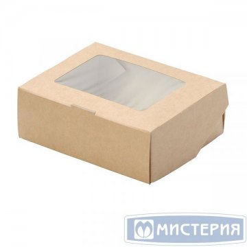 Коробка DoEco 100х80х35мм ECO TABOX 300 gl, с окном, коричн. 50 шт/упак 600 шт/кор