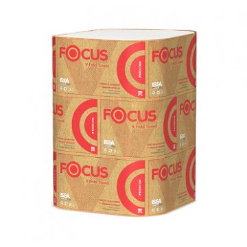 Полотенца бумажные для диспенсеров Focus Premium 2-сл., V-сложен., бел, 200 лист/упак 15 шт/кор