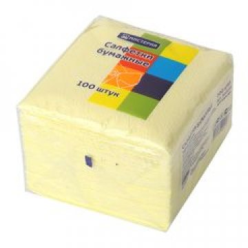 Салфетки Мистерия классик 24х24 см, 1сл., желтый, бум. (100л)  100  шт/уп  60 уп/кор
