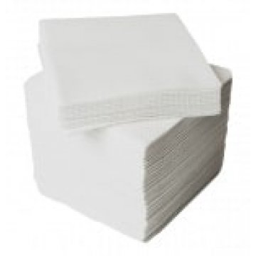 Салфетки бумажные, однослойные, неокрашенные 100% целюлоза белые  100шт/уп 25уп/меш